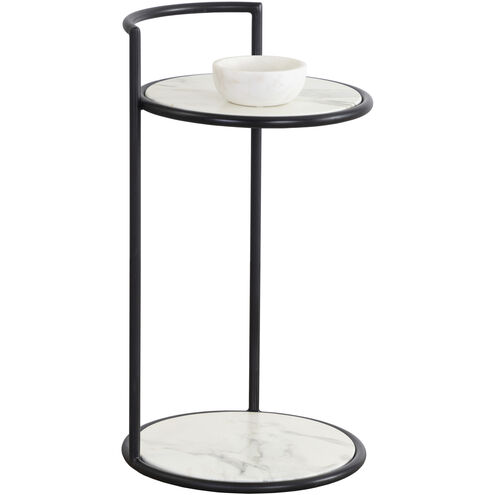 Parga 25 X 14 inch Black / Marble Look Outdoor End Table